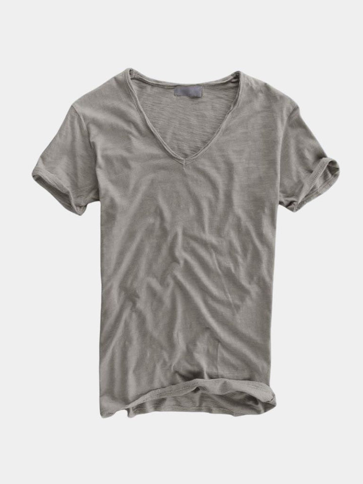 Camiseta Clásica de Lino Blanca con Cuello en V