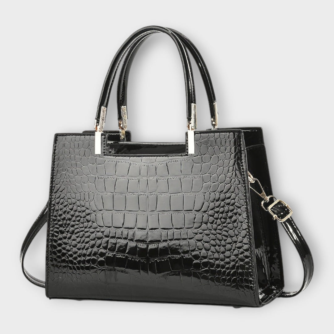 Cécile. - Bolso brillante con estampado de cocodrilo