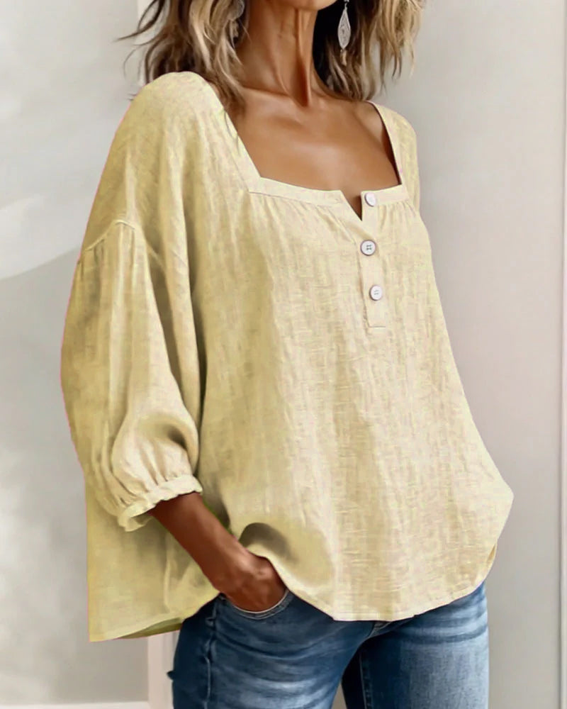 Blusa elegante de escote cuadrado