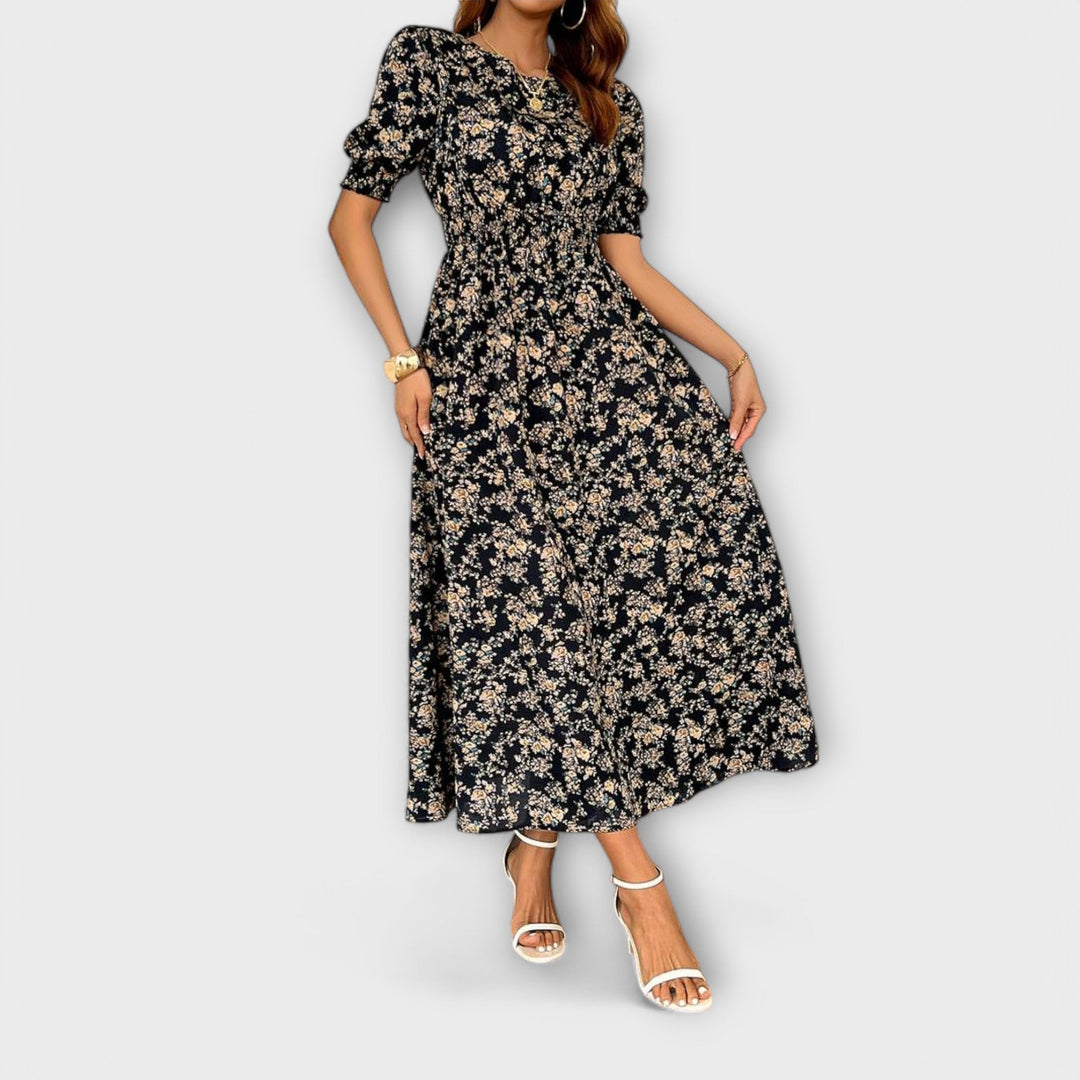 Amelia - Vestido con escote redondo y patrón floral