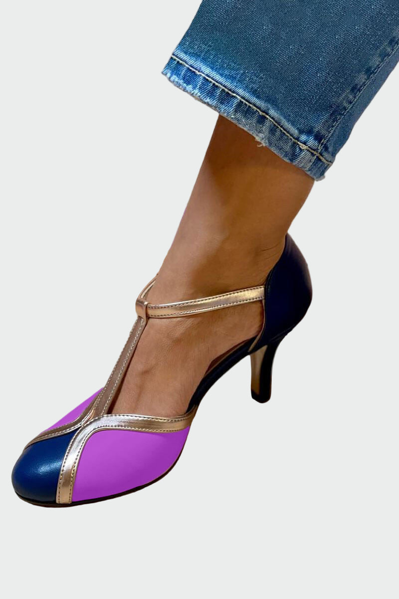 Anna Elegantes Sandalias Retro Tacón Medio con Tira