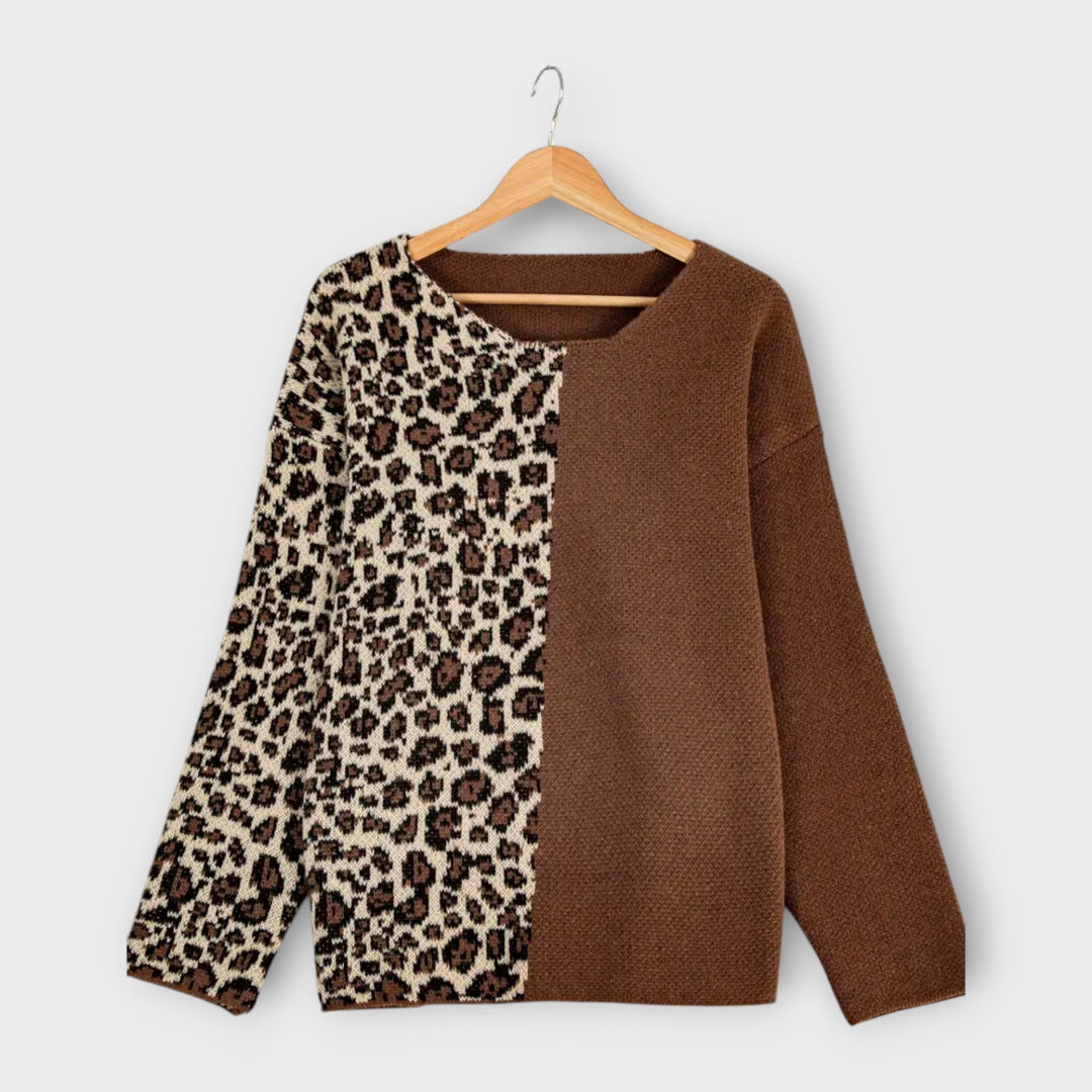 Marina - Suéter casual con estampado de leopardo