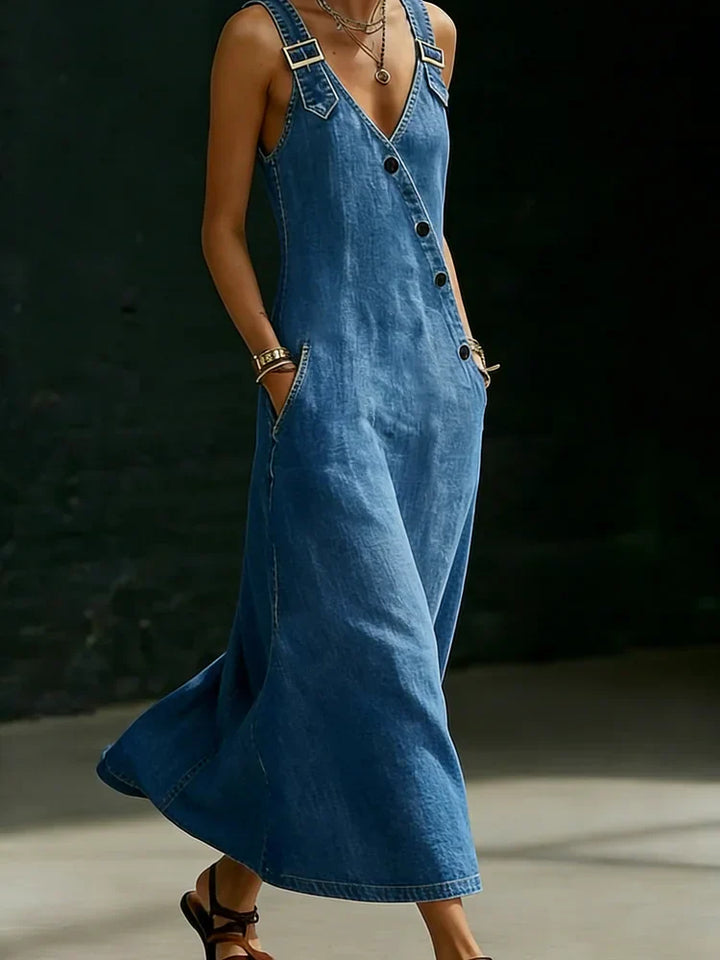 Vera™ | Vestido largo de mezclilla con botones
