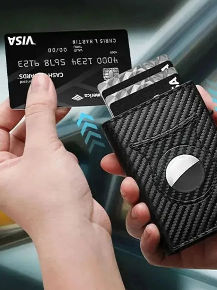 Billetera de Carbono con Soporte para AirTag y Protección RFID