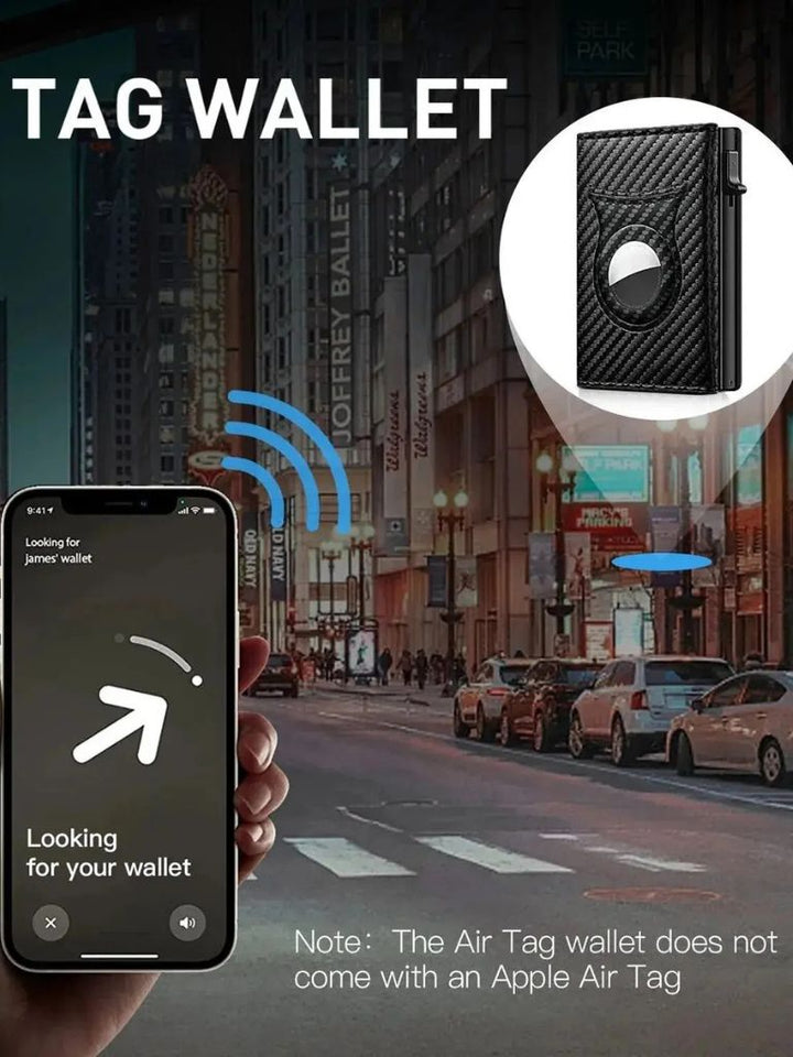 Billetera de Carbono con Soporte para AirTag y Protección RFID
