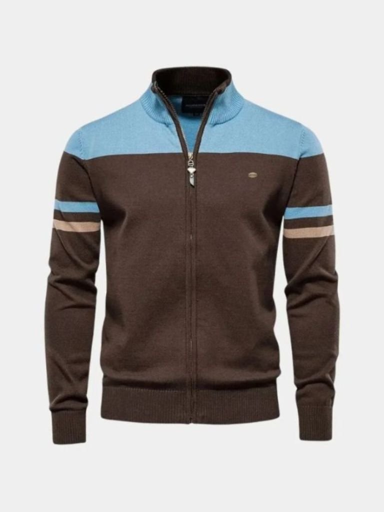 Cardigan con Cremallera y Cuello Alto