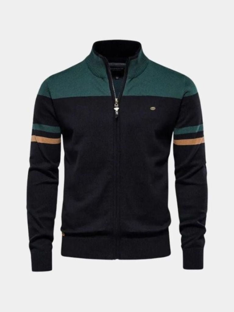 Cardigan con Cremallera y Cuello Alto