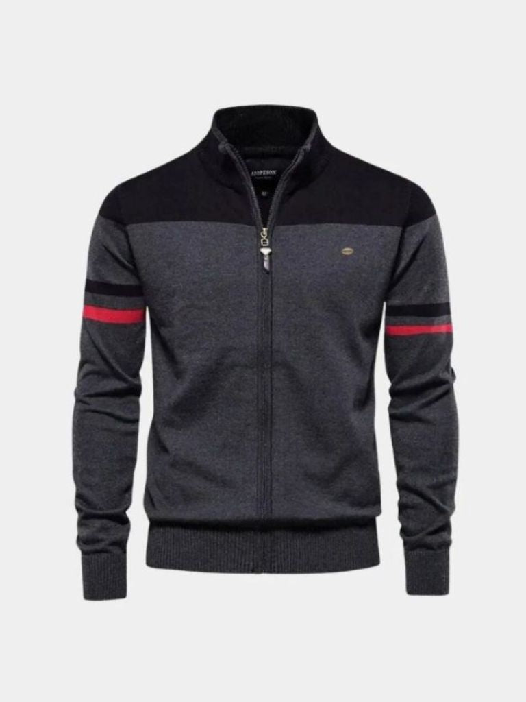 Cardigan con Cremallera y Cuello Alto