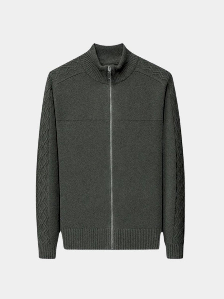 Suéter de Cachemira con Cremallera y Cuello Alto