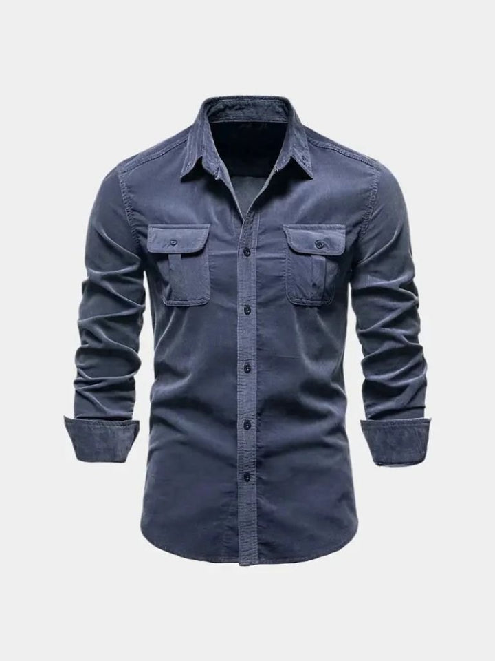 Camisa Casual de Corduroy para Oficina