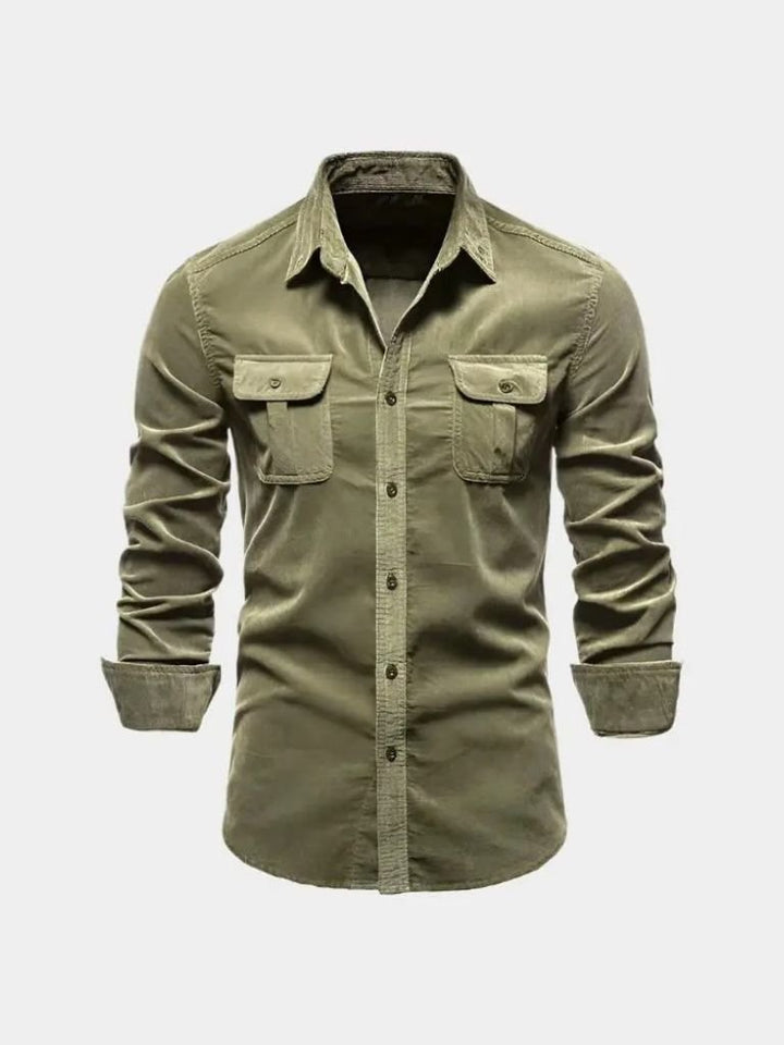 Camisa Casual de Corduroy para Oficina