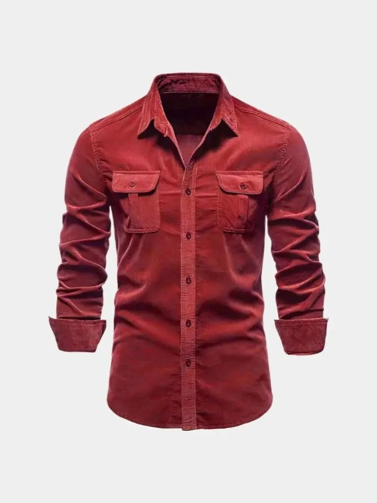 Camisa Casual de Corduroy para Oficina