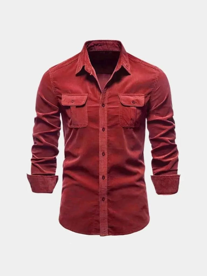 Camisa Casual de Corduroy para Oficina