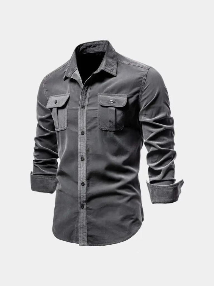 Camisa Casual de Corduroy para Oficina