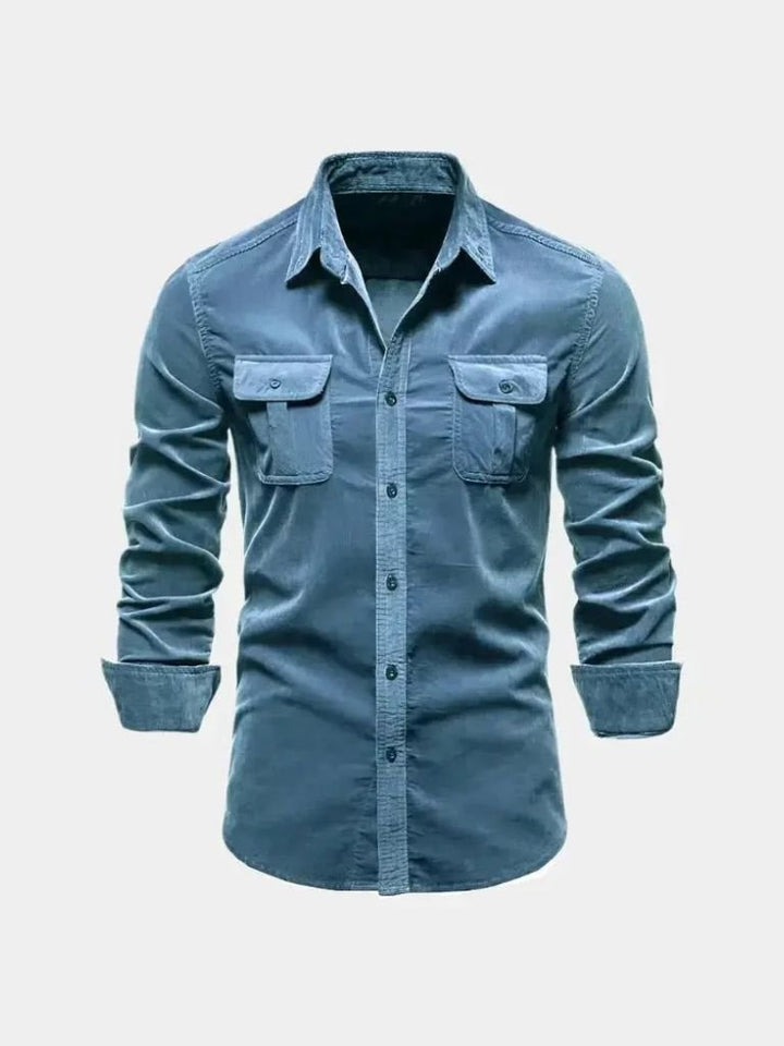 Camisa Casual de Corduroy para Oficina