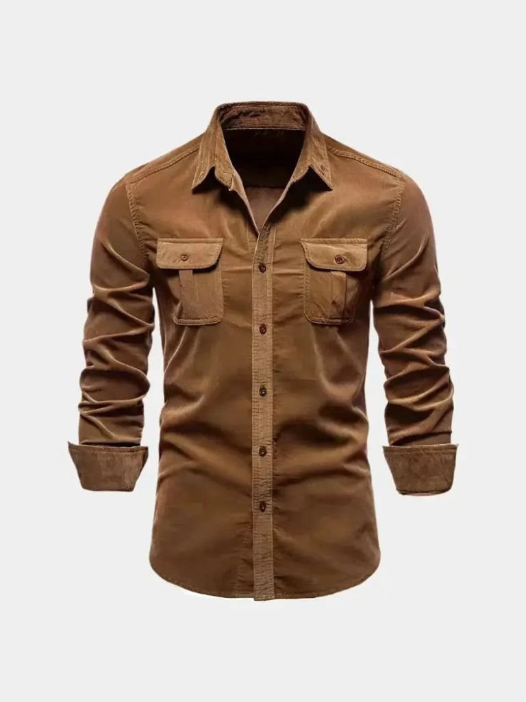 Camisa Casual de Corduroy para Oficina