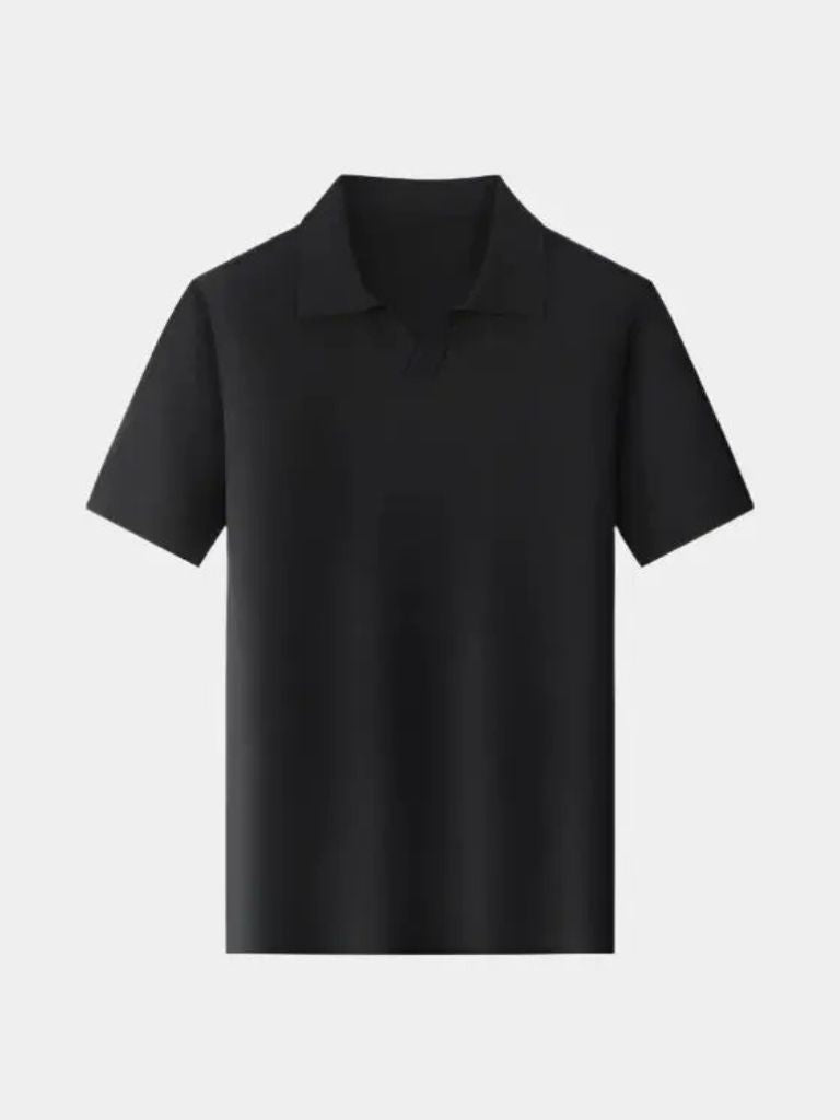 Camisa Polo Casual de Punto Sin Botones