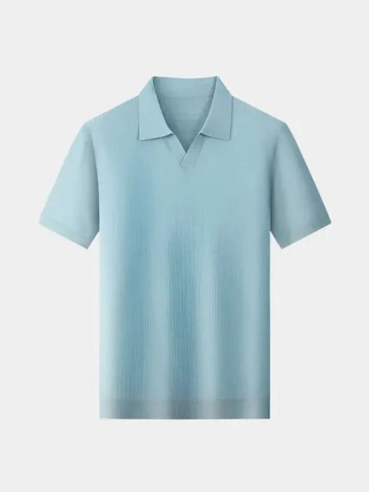 Camisa Polo Casual de Punto Sin Botones