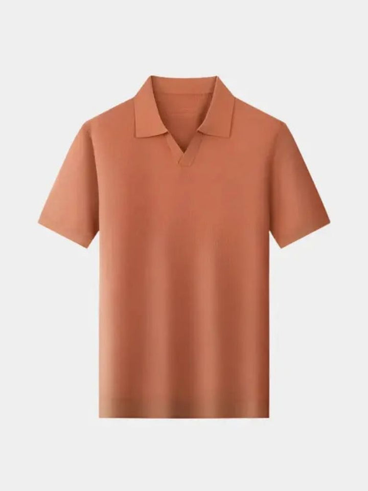 Camisa Polo Casual de Punto Sin Botones