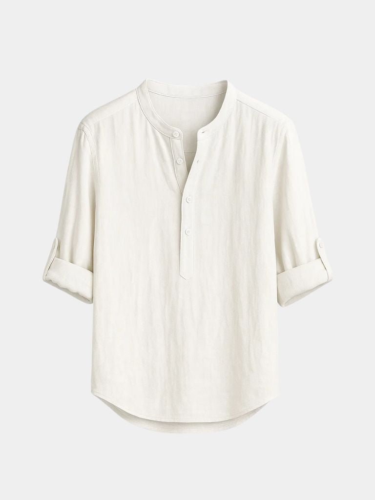 Camiseta Casual de Manga Larga con Cuello Henley