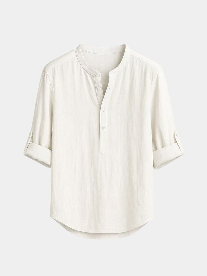 Camiseta Casual de Manga Larga con Cuello Henley