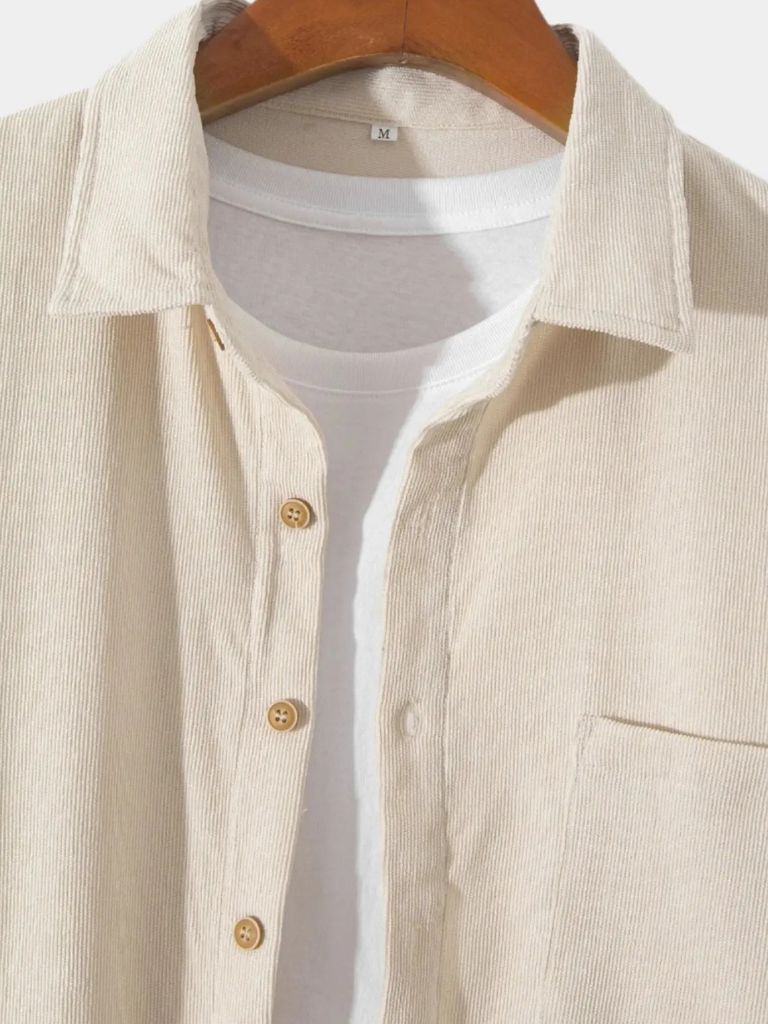Camisa Casual de Pana Sólida
