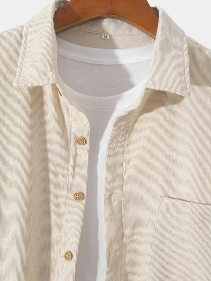 Camisa Casual de Pana Sólida
