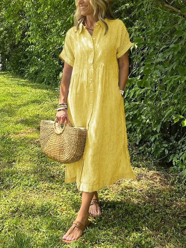Ishka™ | Vestido Camisero Rayado