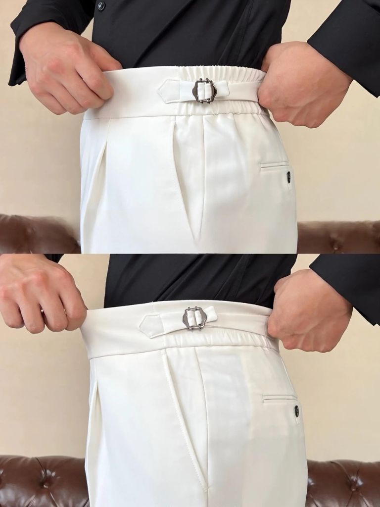 Pantalones Clásicos Elásticos Italia con Detalles Laterales