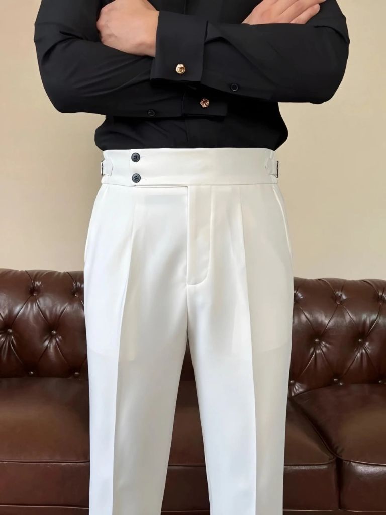Pantalones Clásicos Elásticos Italia con Detalles Laterales