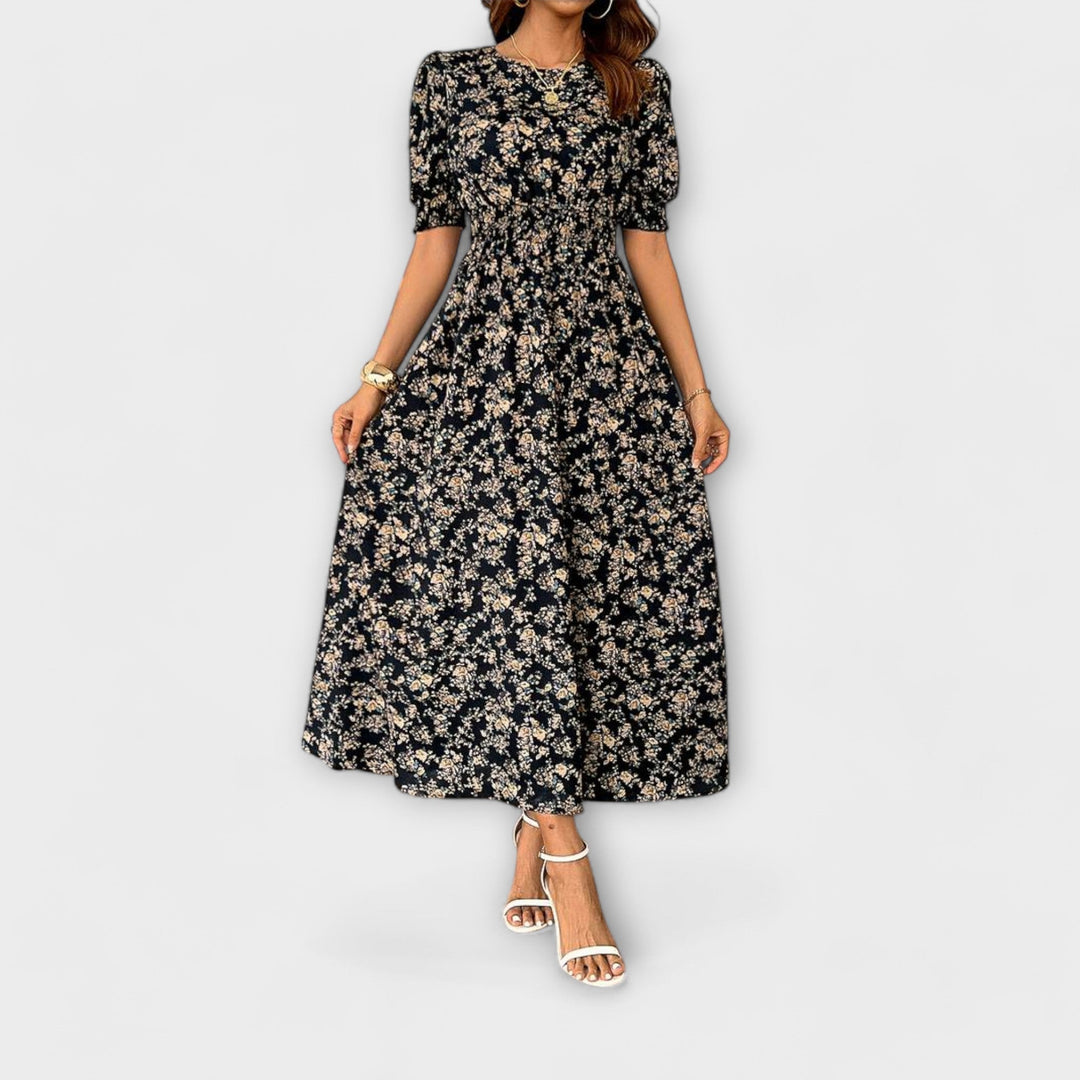 Amelia - Vestido con escote redondo y patrón floral