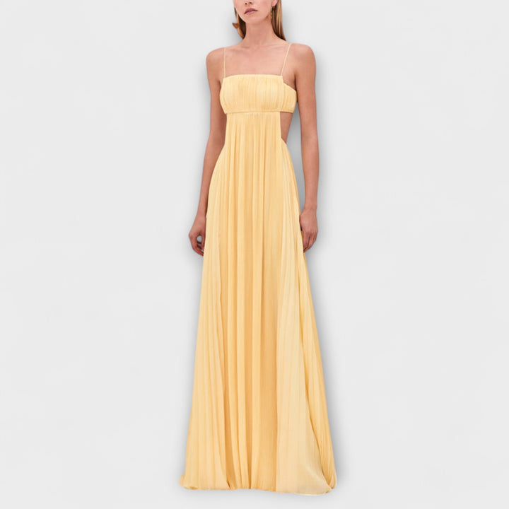 Mireille - Elegantes Vestido Maxi con Pliegues y Cortes