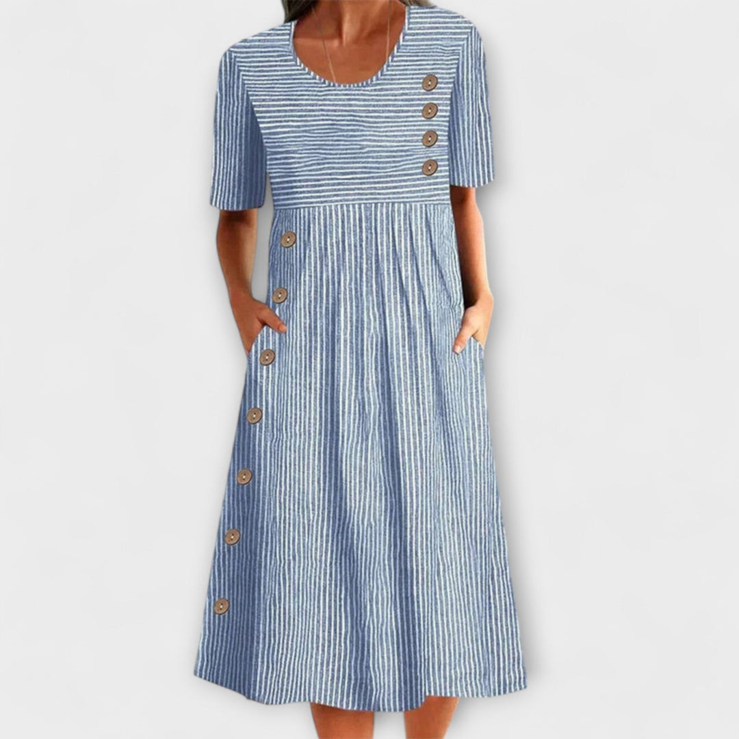 Luisa – Vestido midi de rayas premium
