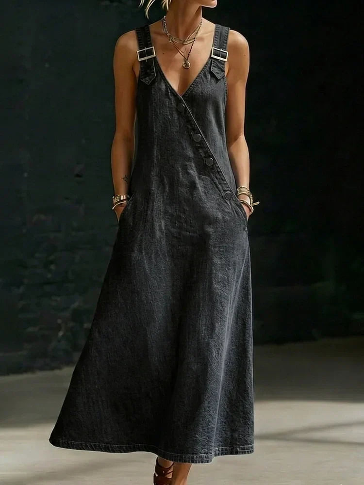 Vera™ | Vestido largo de mezclilla con botones