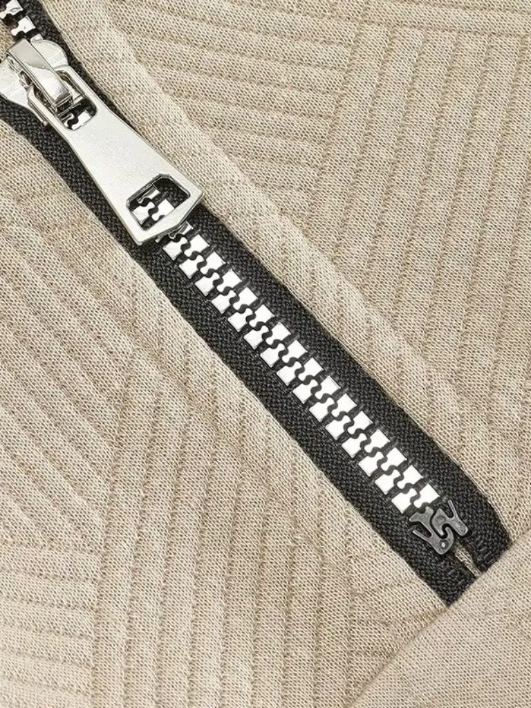 Suéter Essential Henley de Cuello Alto con Media Cremallera
