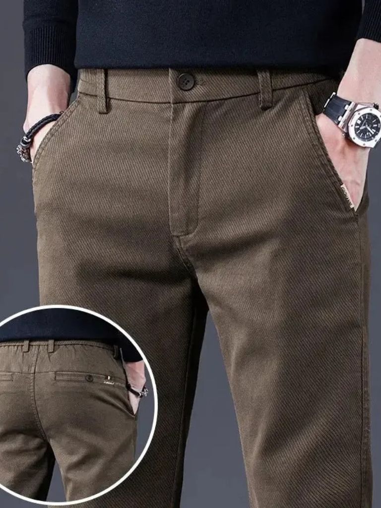 Esenciales Pantalones Rectos Elásticos
