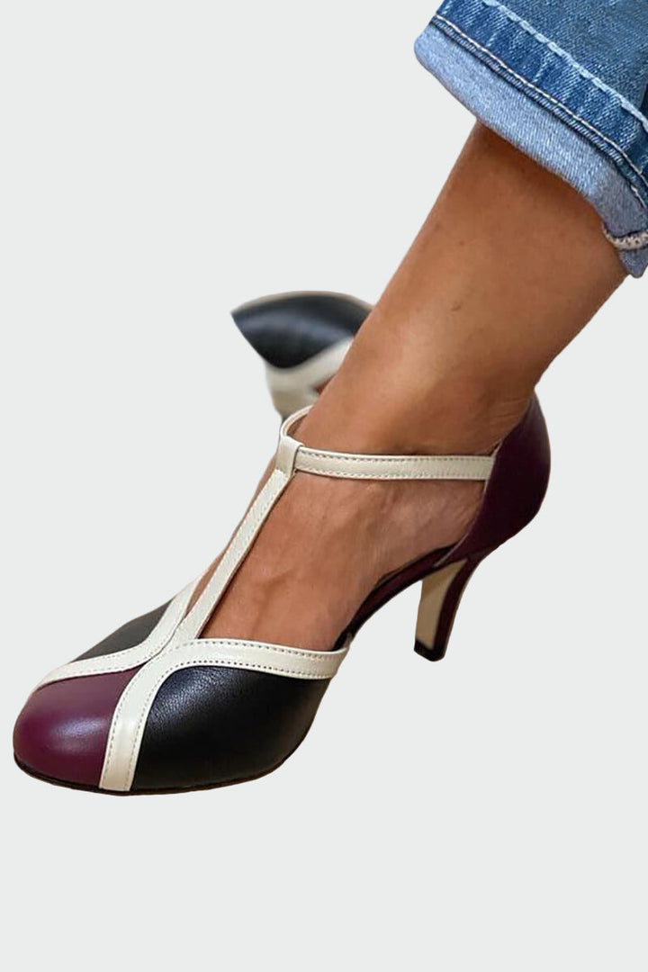 Anna Elegantes Sandalias Retro Tacón Medio con Tira