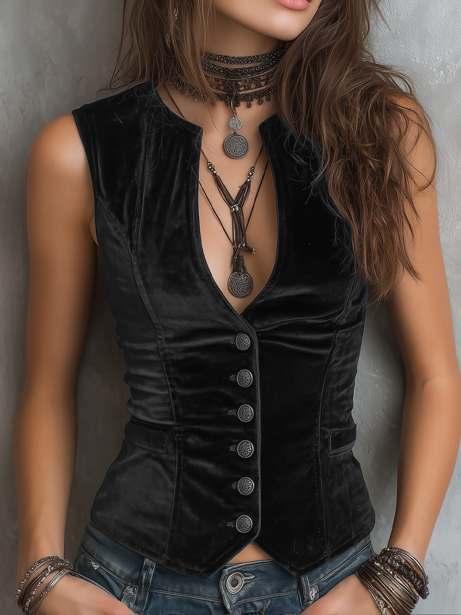 Lorena · Chaleco Terciopelo Cuello en V