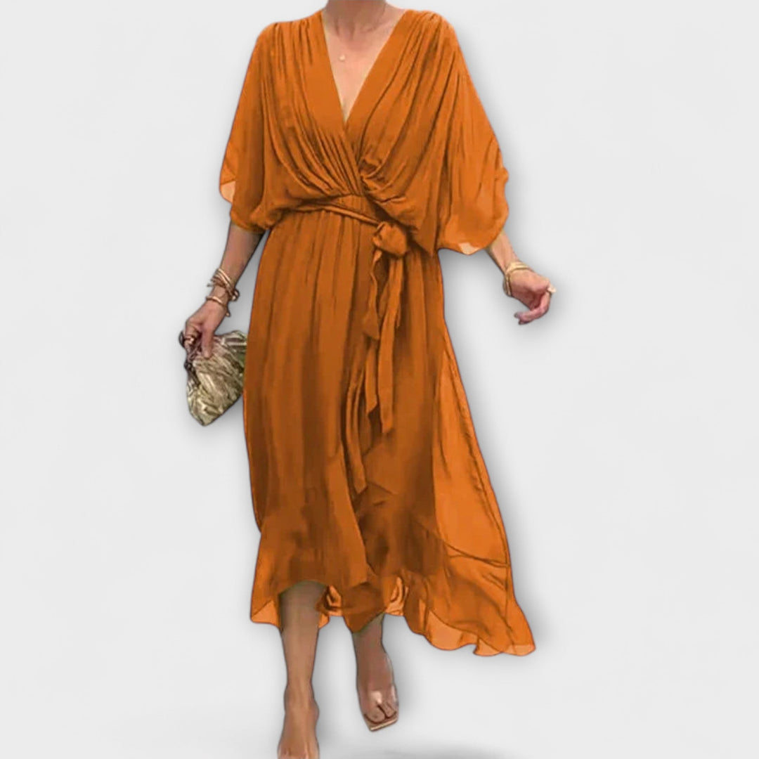 Amoura - Vestido de gasa con escote en V