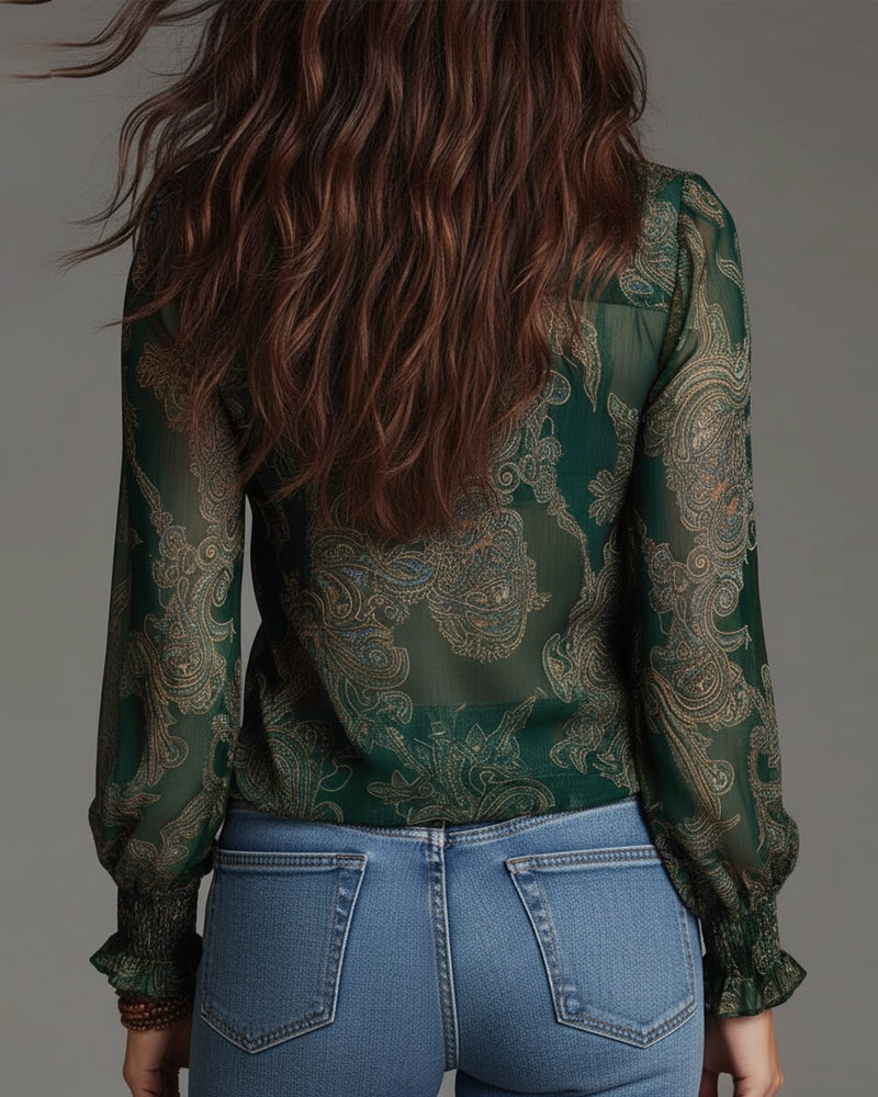 Katie™ | Blusa elegante con media cremallera y volantes
