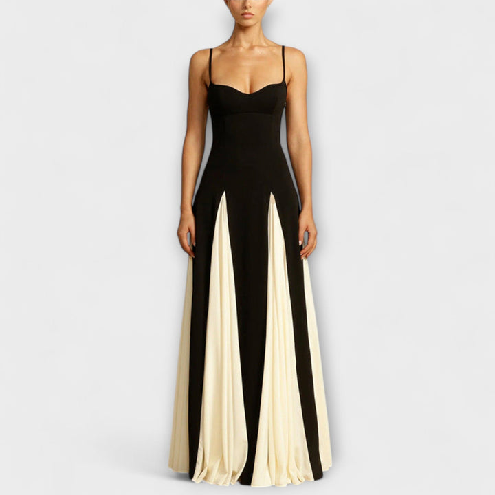 Ember - Elegancia clásica de vestido maxi A-line con paneles de tul