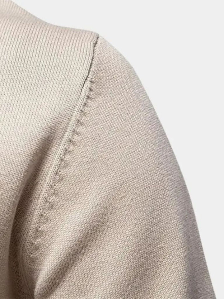 Suéter Cardigan Sólido con Media Cremallera