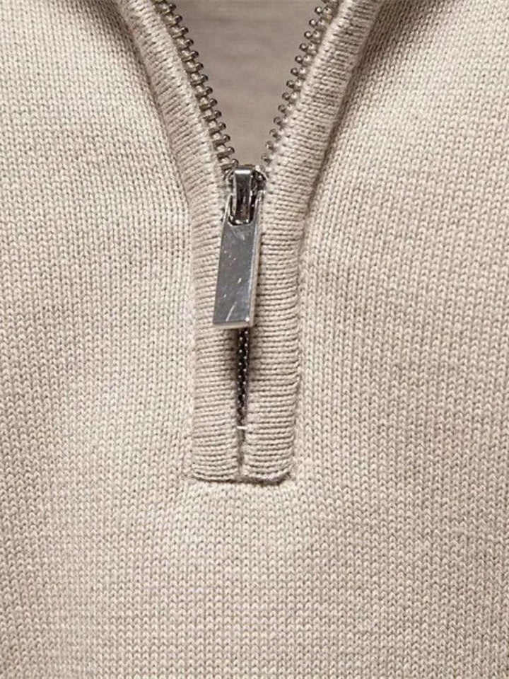 Suéter Cardigan Sólido con Media Cremallera