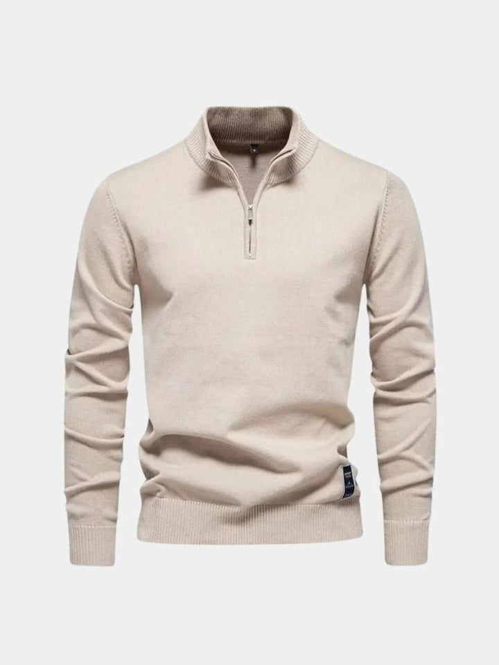 Suéter Cardigan Sólido con Media Cremallera