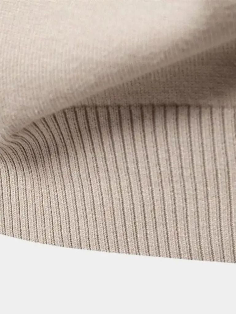 Suéter Cardigan Sólido con Media Cremallera