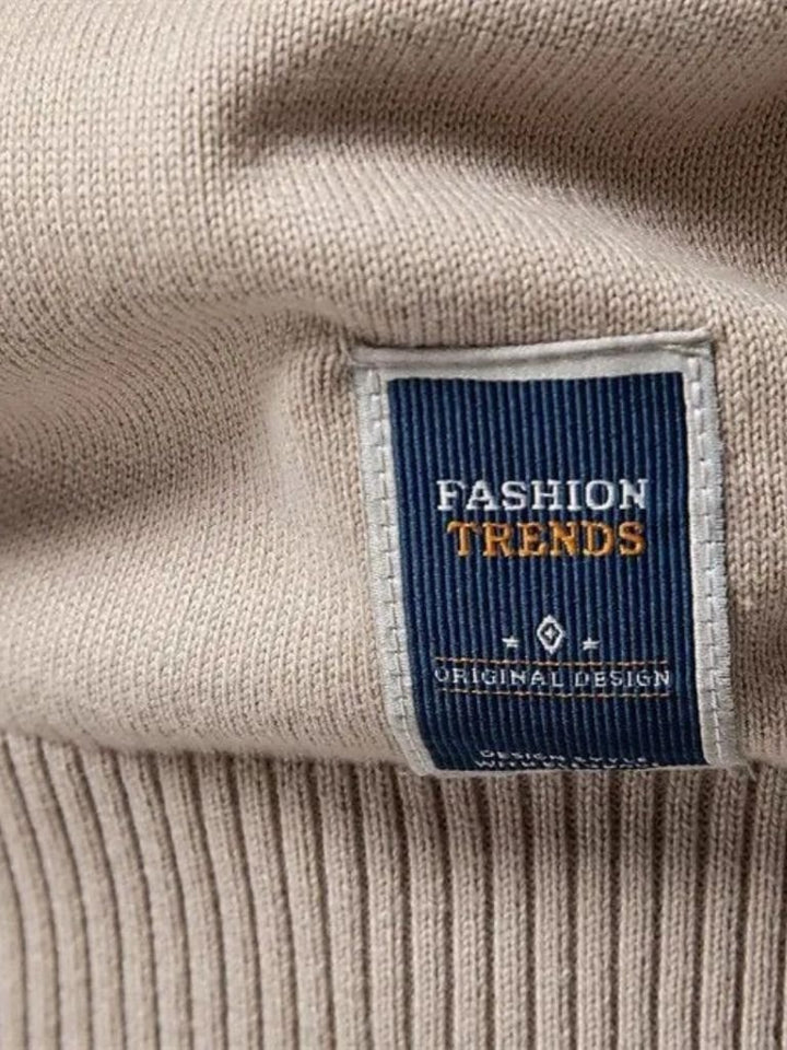 Suéter Cardigan Sólido con Media Cremallera