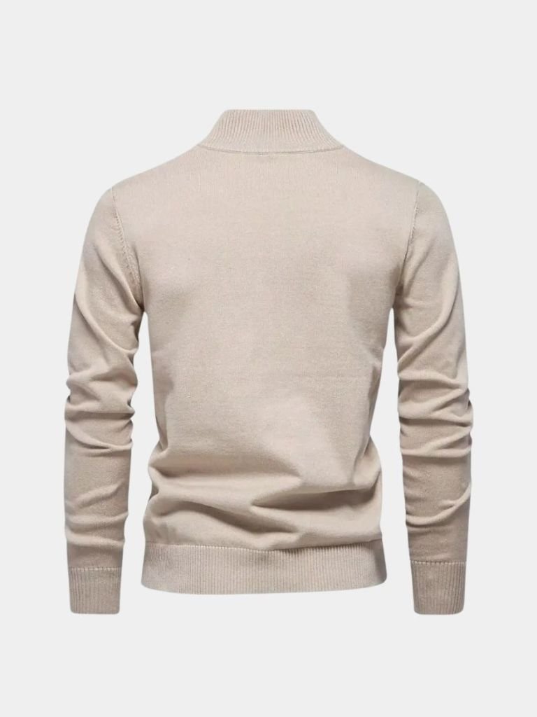 Suéter Cardigan Sólido con Media Cremallera