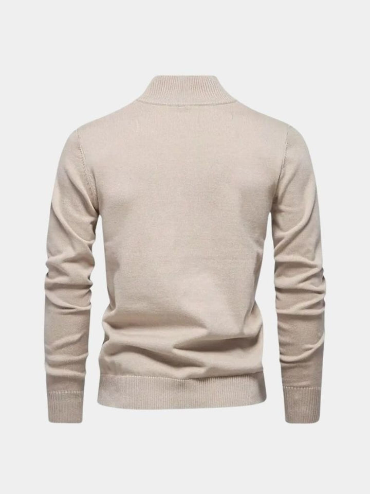 Suéter Cardigan Sólido con Media Cremallera