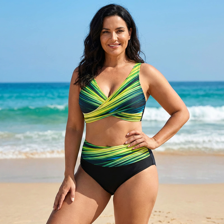 Leandra™ | Bikini moldeador de tiro alto con estampado