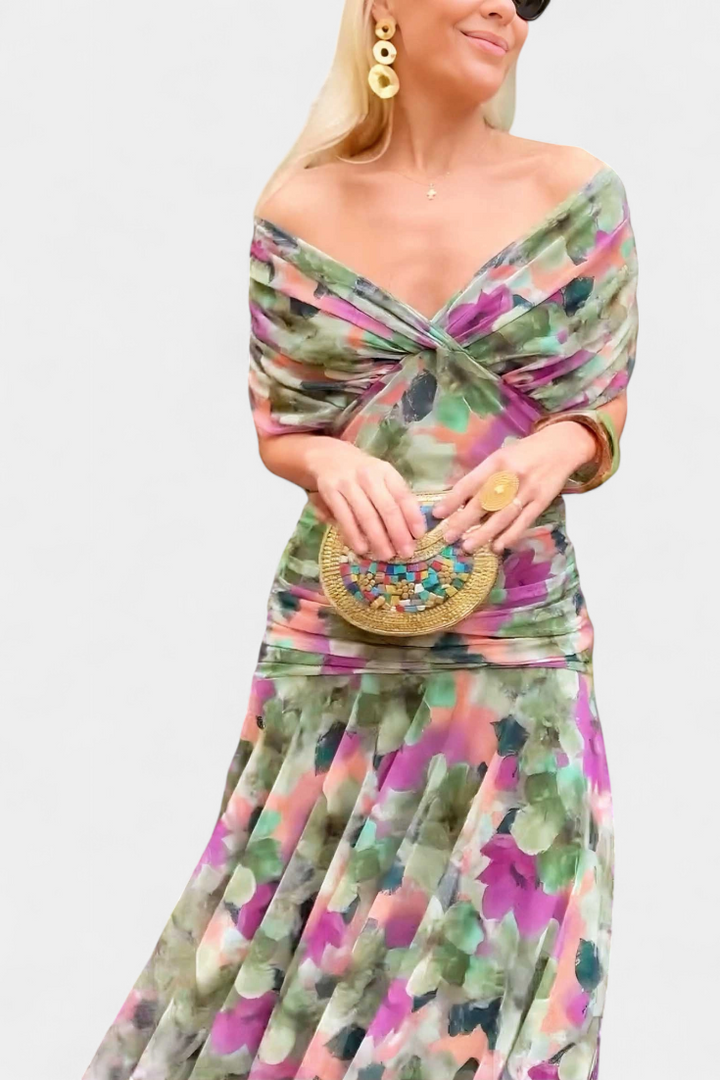 Florendra™ | Vestido Largo Floral Cuello V